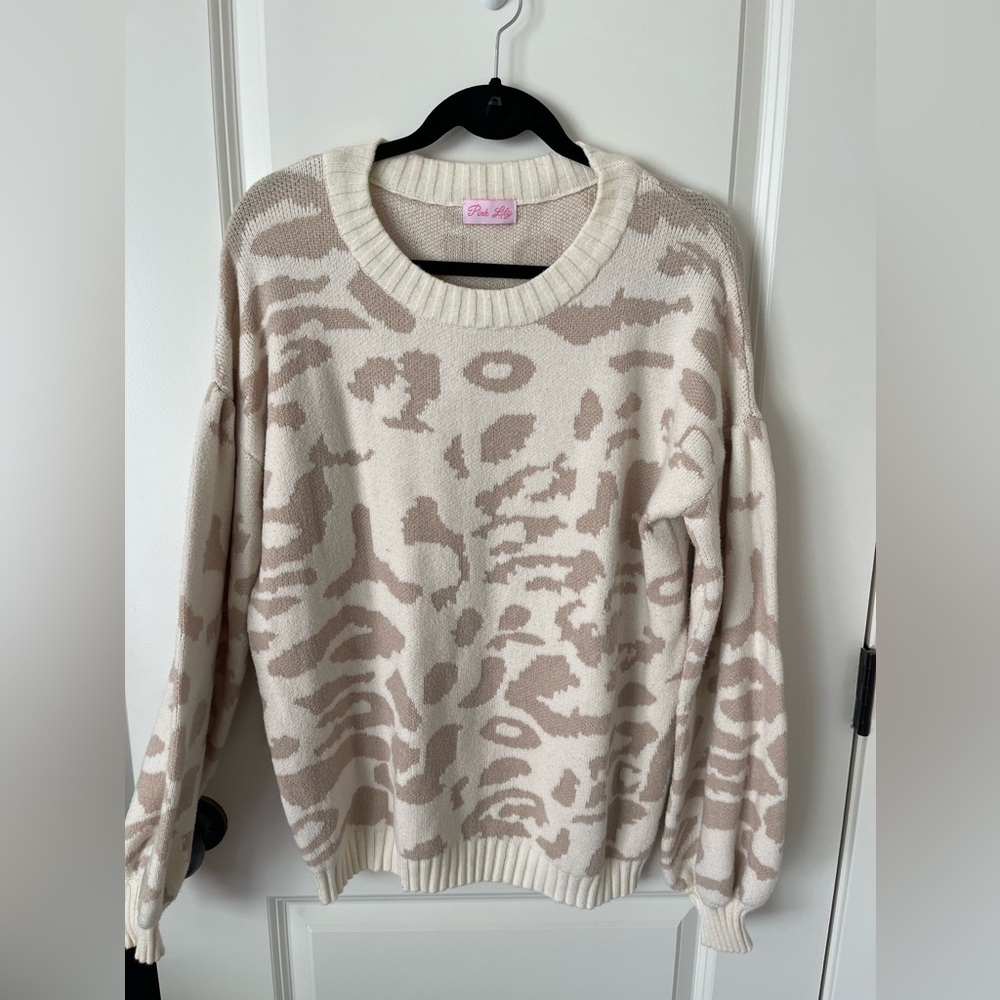 Pink Lily Ivory Leopard Sweater